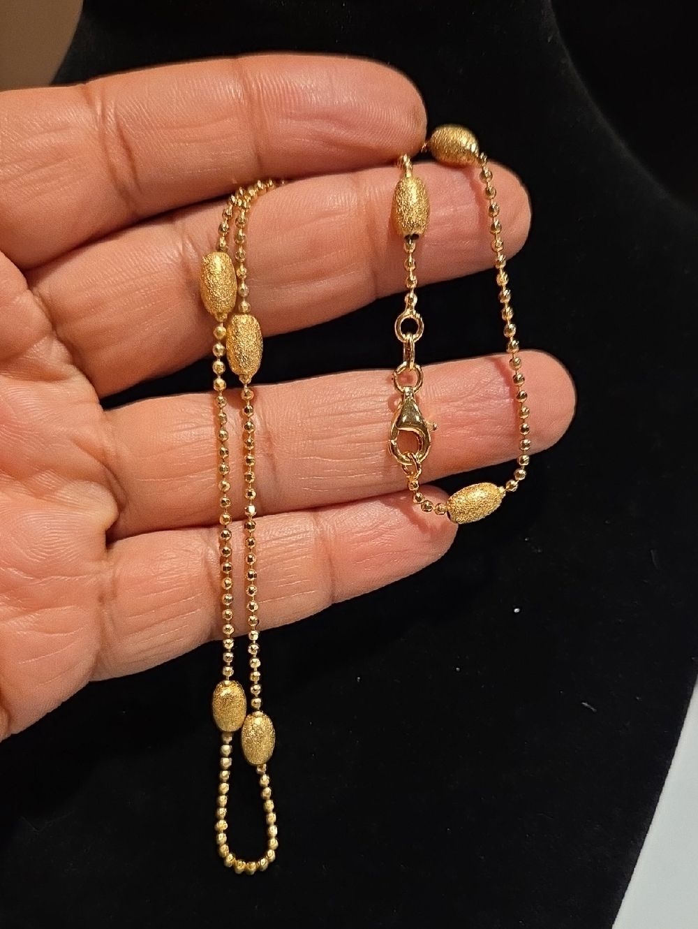 Gold Beaded Station Necklace - Elegant Sparkle. Gold Over SILVER